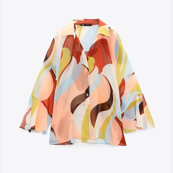 Zara Tops Zara Flowy Printed Shirt Poshmark
